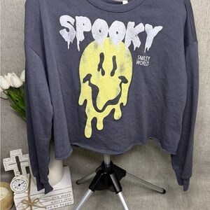 NWT Smiley World Spooky Graphic Crop Sweatshirt Small